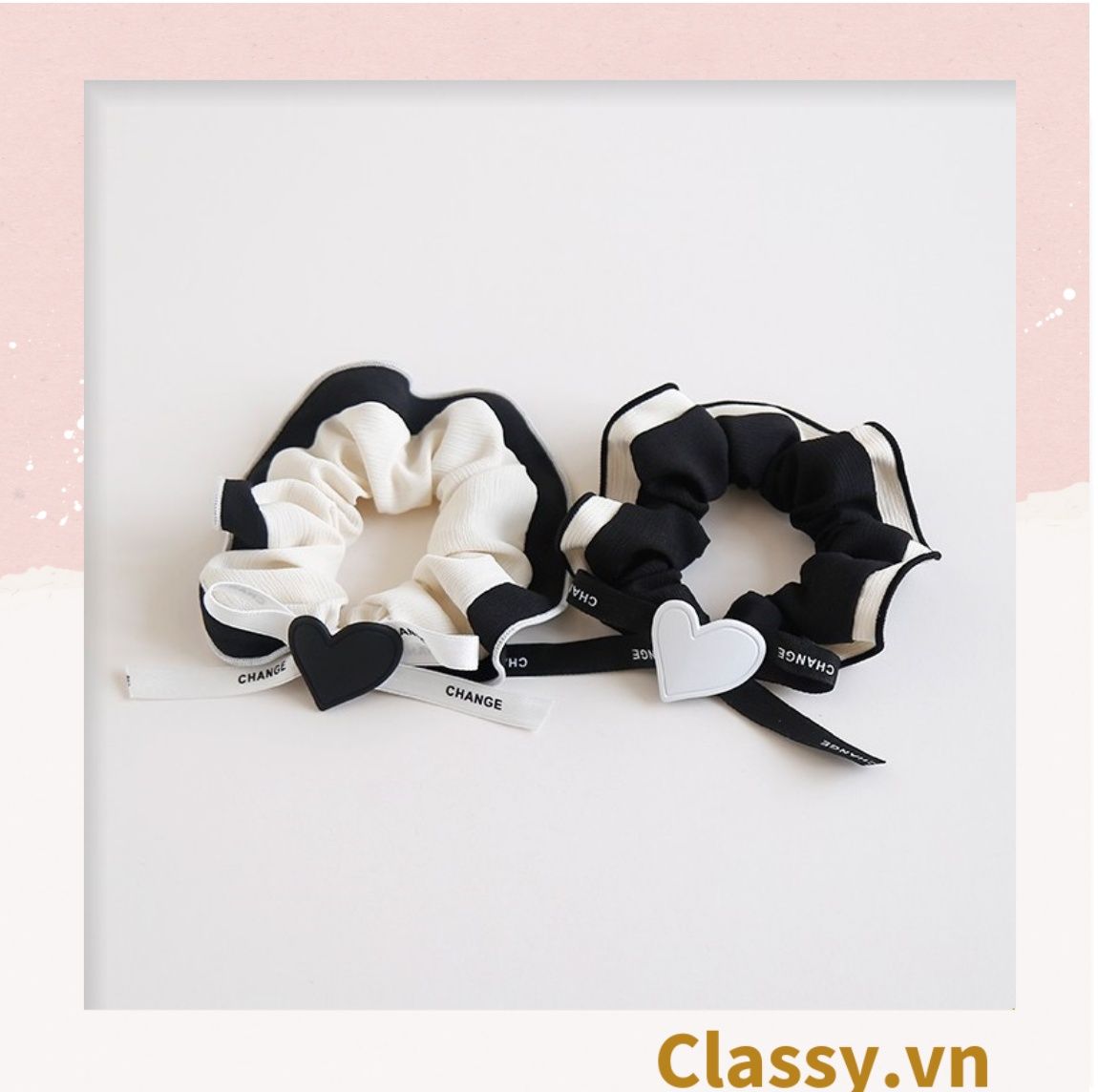 PK774 Bộ sưu tập hoàng gia - Scrunchies, kẹp tóc, nơ buộc tóc tông be, gắn ruy băng và đính đá nhiều lớp sang chảnh