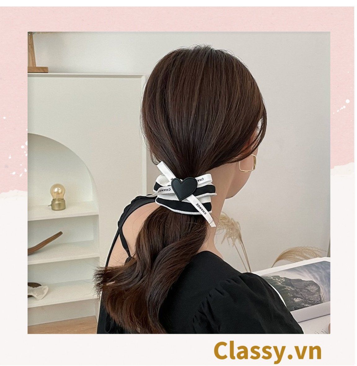  PK774 Bộ sưu tập hoàng gia - Scrunchies, kẹp tóc, nơ buộc tóc tông be, gắn ruy băng và đính đá nhiều lớp sang chảnh 