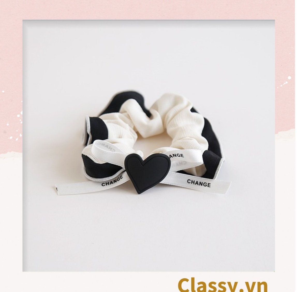PK774 Bộ sưu tập hoàng gia - Scrunchies, kẹp tóc, nơ buộc tóc tông be, gắn ruy băng và đính đá nhiều lớp sang chảnh