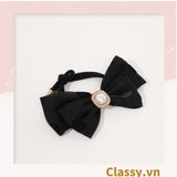  PK774 Bộ sưu tập hoàng gia - Scrunchies, kẹp tóc, nơ buộc tóc tông be, gắn ruy băng và đính đá nhiều lớp sang chảnh 