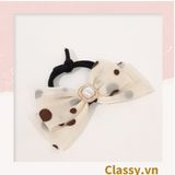  PK774 Bộ sưu tập hoàng gia - Scrunchies, kẹp tóc, nơ buộc tóc tông be, gắn ruy băng và đính đá nhiều lớp sang chảnh 