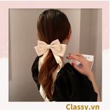  PK774 Bộ sưu tập hoàng gia - Scrunchies, kẹp tóc, nơ buộc tóc tông be, gắn ruy băng và đính đá nhiều lớp sang chảnh 