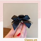  PK774 Bộ sưu tập hoàng gia - Scrunchies, kẹp tóc, nơ buộc tóc tông be, gắn ruy băng và đính đá nhiều lớp sang chảnh 