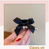  PK774 Bộ sưu tập hoàng gia - Scrunchies, kẹp tóc, nơ buộc tóc tông be, gắn ruy băng và đính đá nhiều lớp sang chảnh 