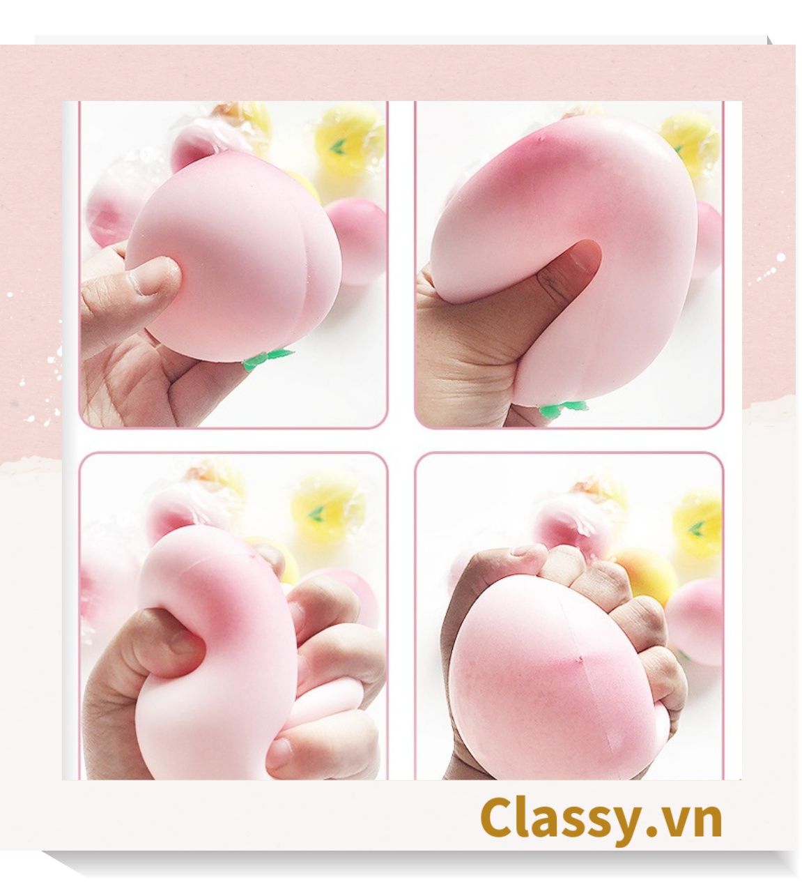 PK777 Đồ chơi thú vị bằng silicon mô hình trái đào màu hồng y như thật giúp giải tỏa căng thẳng hiệu quả