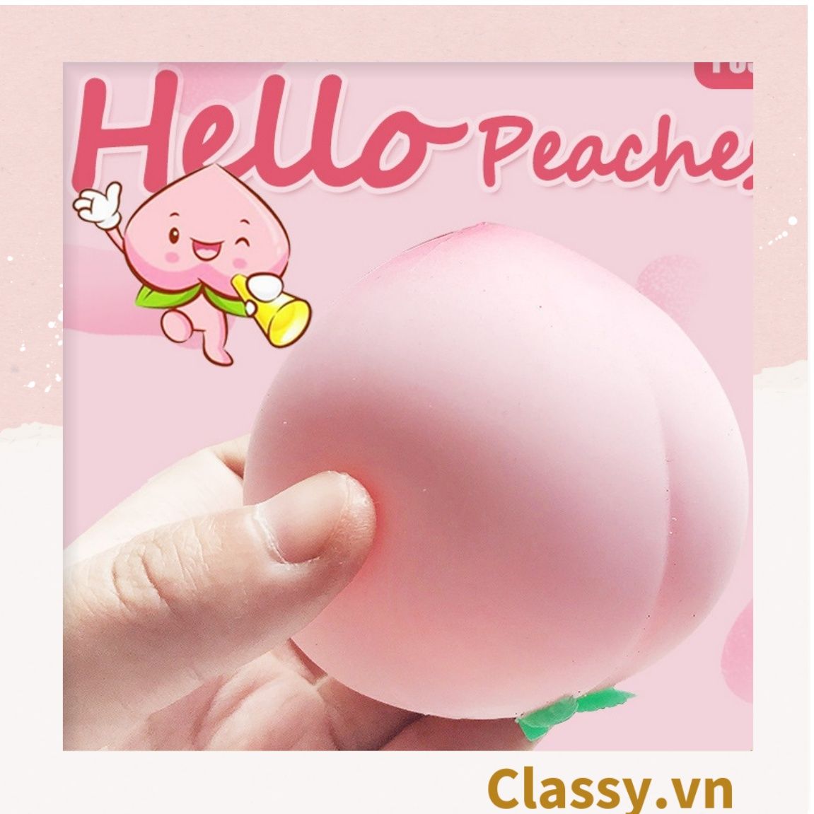 PK777 Đồ chơi thú vị bằng silicon mô hình trái đào màu hồng y như thật giúp giải tỏa căng thẳng hiệu quả