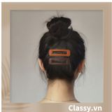  PK782 Kẹp tóc  dạng clip đen bọc da trơn màu phong cách tối giản theo phong cách Hàn Quốc 