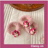  PK799 Bộ sưu tập dây cột tóc băng đô và kẹp tóc màu hồng tía, in hình gấu Teddy cute ngộ nghĩnh 