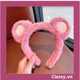  PK799 Bộ sưu tập dây cột tóc băng đô và kẹp tóc màu hồng tía, in hình gấu Teddy cute ngộ nghĩnh 