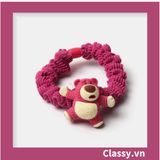  PK799 Bộ sưu tập dây cột tóc băng đô và kẹp tóc màu hồng tía, in hình gấu Teddy cute ngộ nghĩnh 