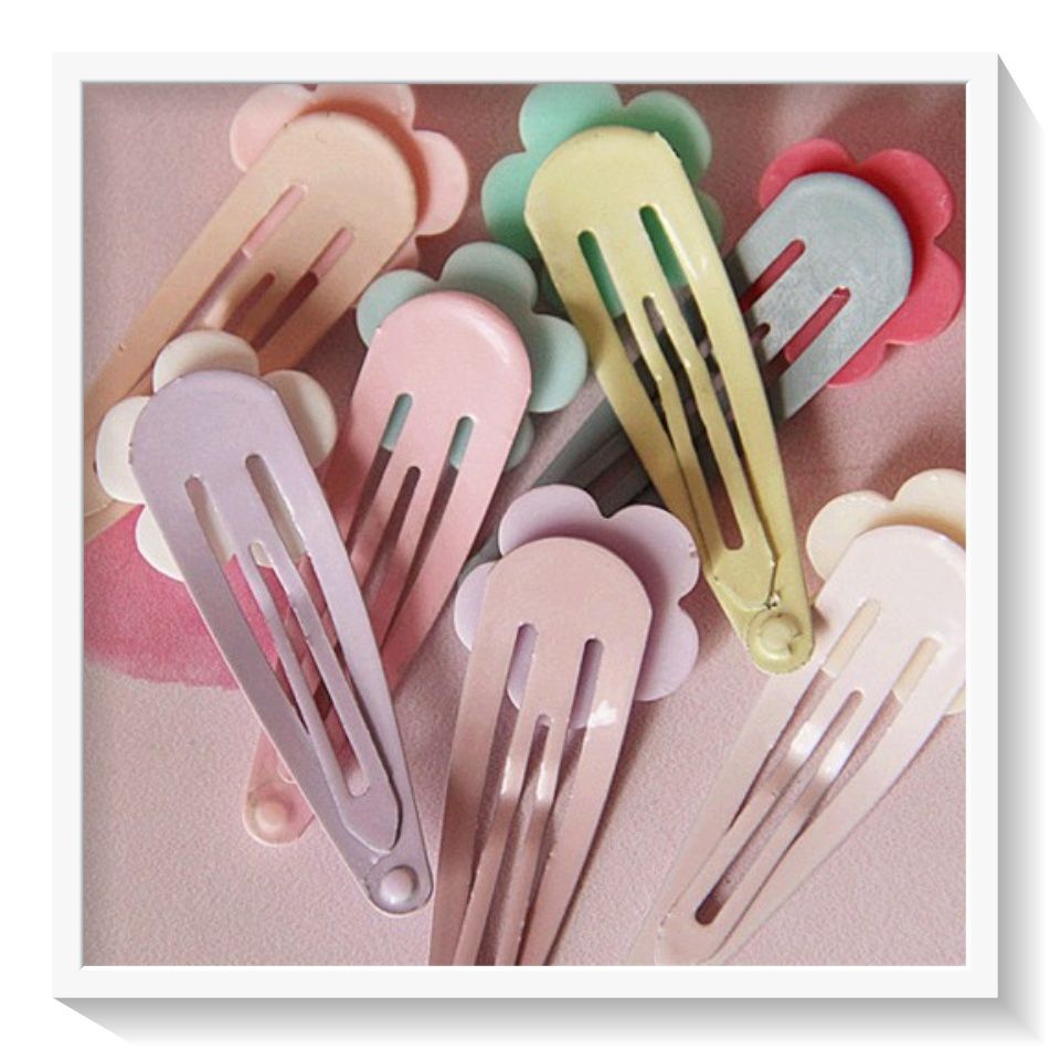 PK909 Kẹp tóc mỏ vịt tông be, họa tiết tóc bé gái cực cute và nữ tính