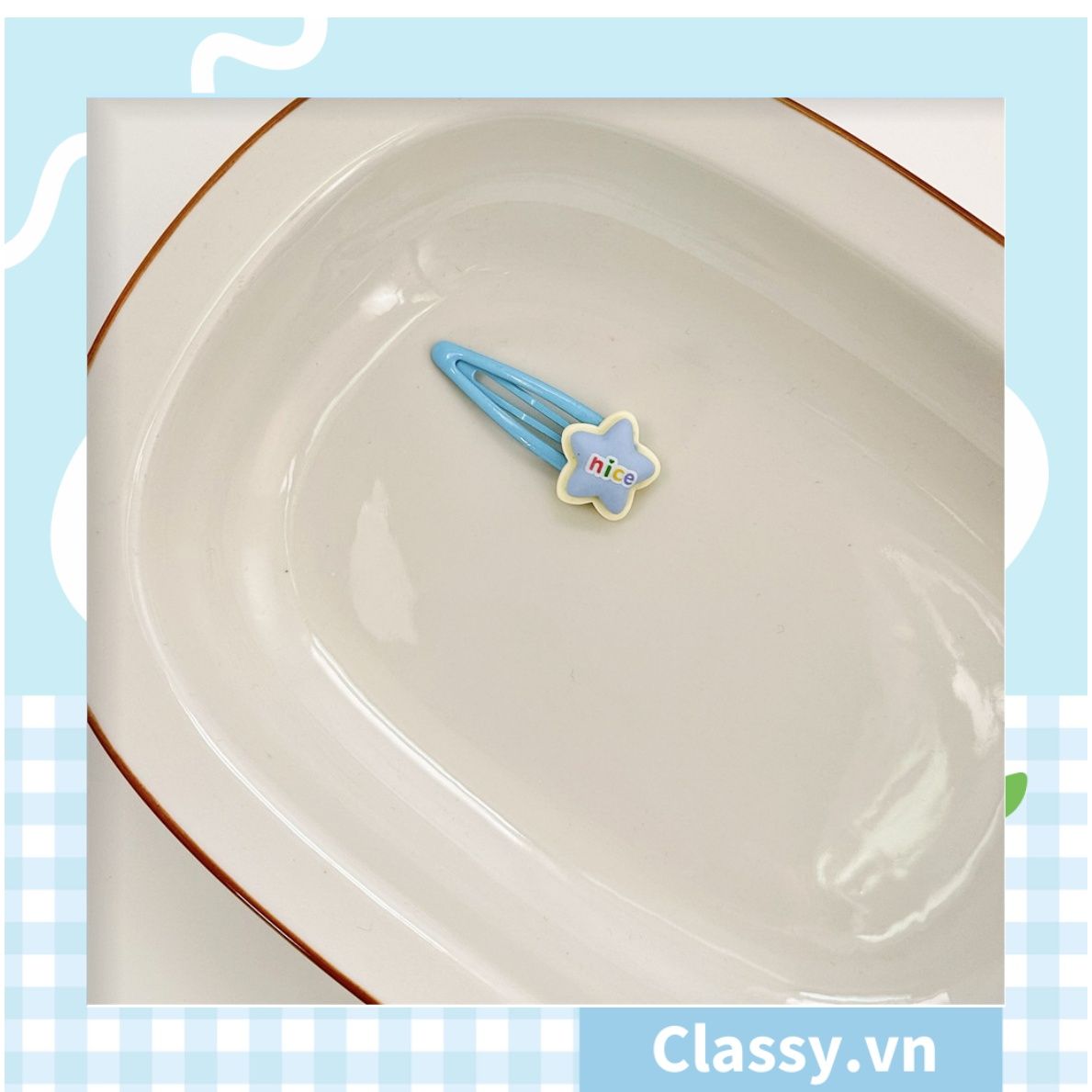 PK909 Kẹp tóc mỏ vịt tông be, họa tiết tóc bé gái cực cute và nữ tính