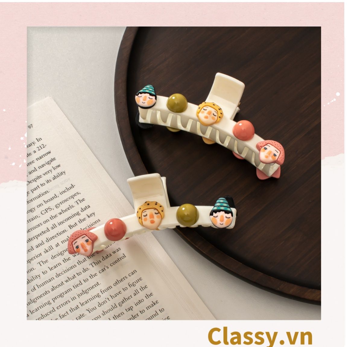 PK912 Kẹp tóc mỏ vịt cột tóc kẹp gắp họa tiết sơn dầu hoạt hình cute nghịch ngợm