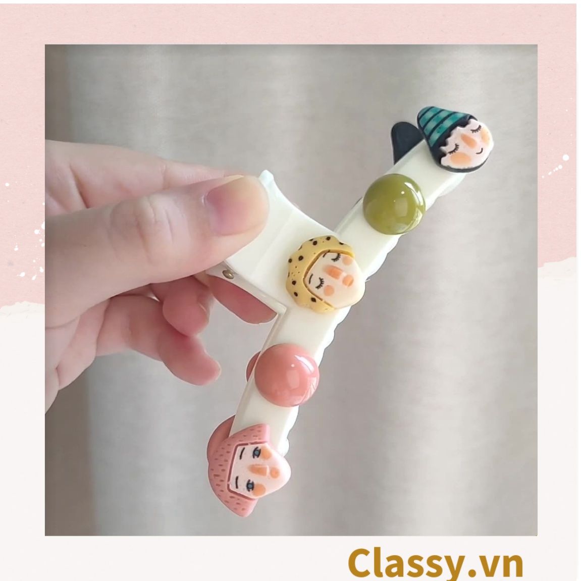 PK912 Kẹp tóc mỏ vịt cột tóc kẹp gắp họa tiết sơn dầu hoạt hình cute nghịch ngợm
