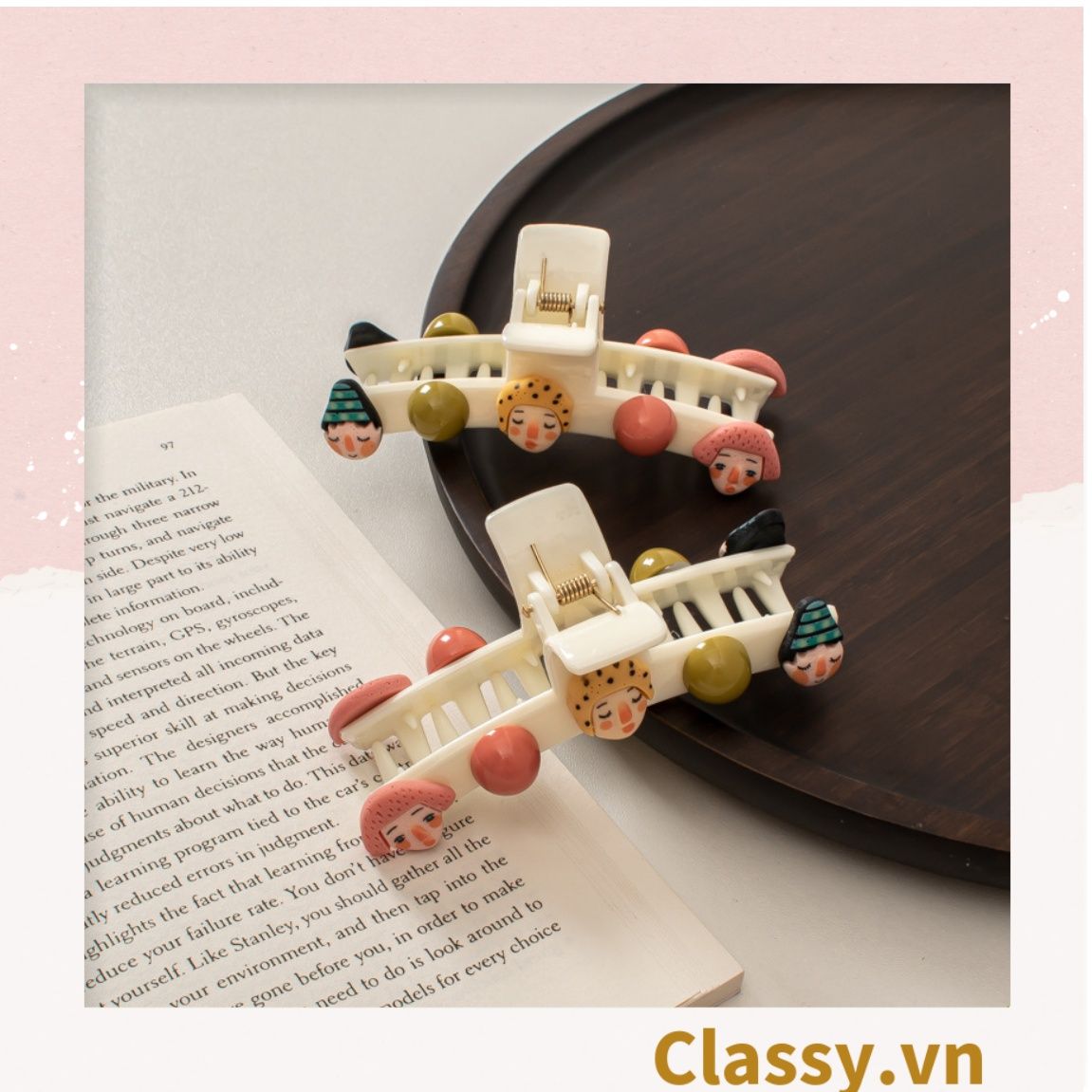 PK912 Kẹp tóc mỏ vịt cột tóc kẹp gắp họa tiết sơn dầu hoạt hình cute nghịch ngợm
