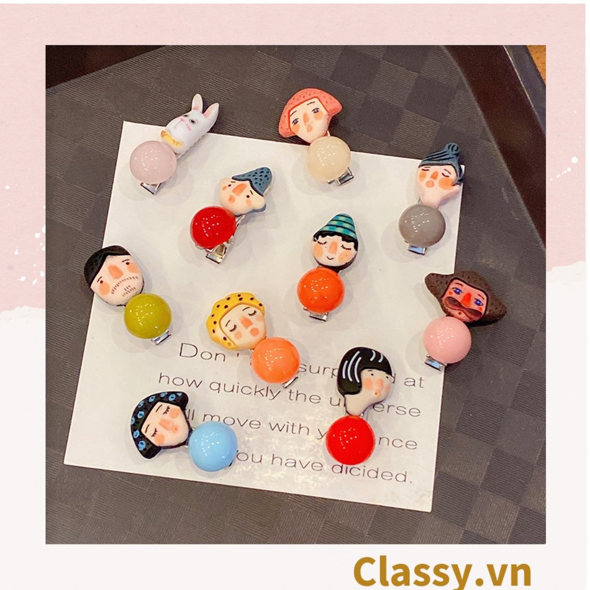 PK912 Kẹp tóc mỏ vịt cột tóc kẹp gắp họa tiết sơn dầu hoạt hình cute nghịch ngợm