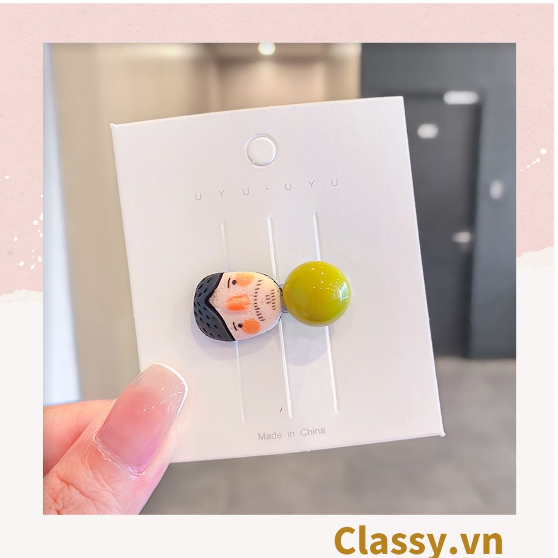 PK912 Kẹp tóc mỏ vịt cột tóc kẹp gắp họa tiết sơn dầu hoạt hình cute nghịch ngợm