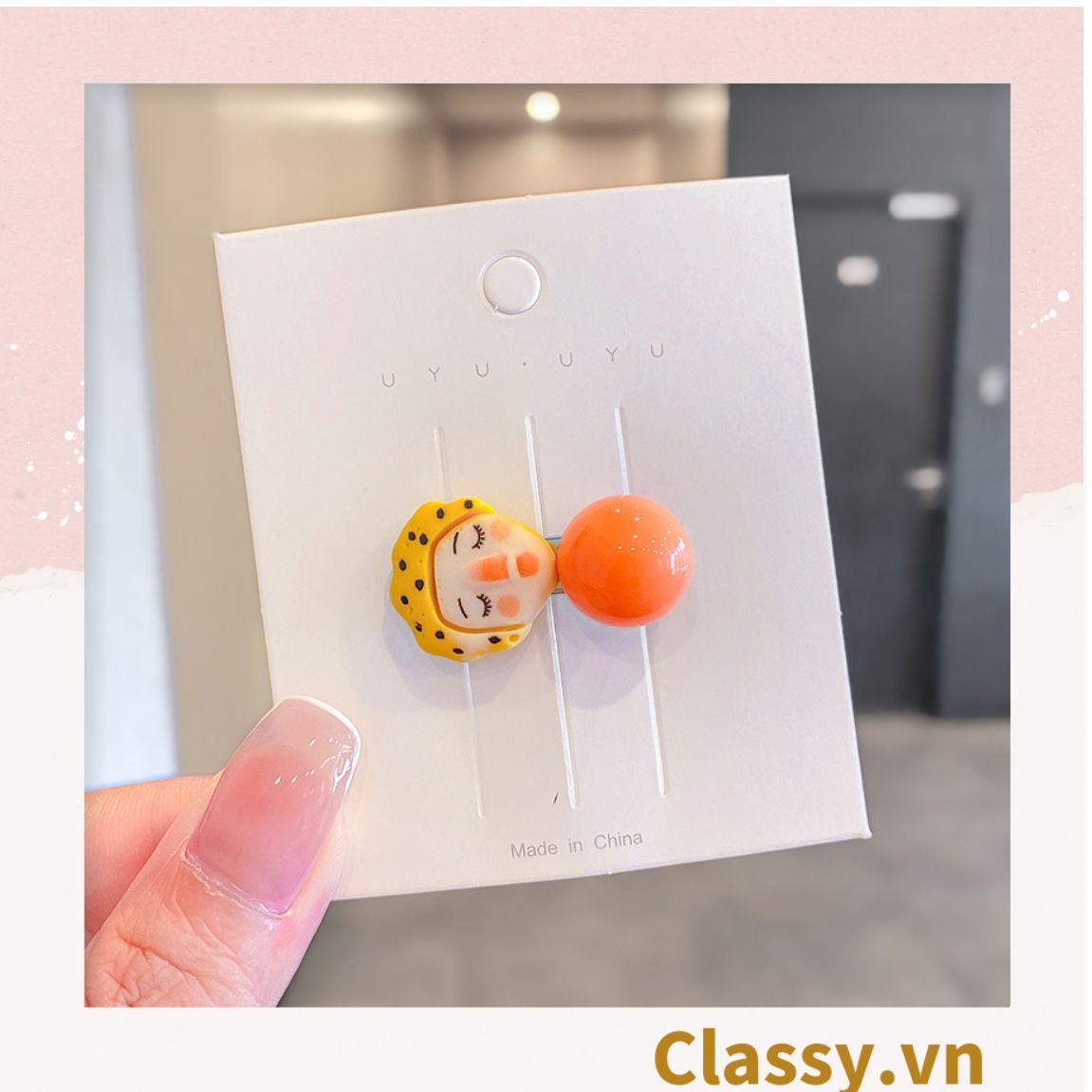 PK912 Kẹp tóc mỏ vịt cột tóc kẹp gắp họa tiết sơn dầu hoạt hình cute nghịch ngợm