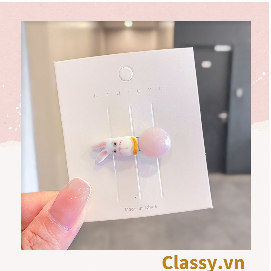 PK912 Kẹp tóc mỏ vịt cột tóc kẹp gắp họa tiết sơn dầu hoạt hình cute nghịch ngợm