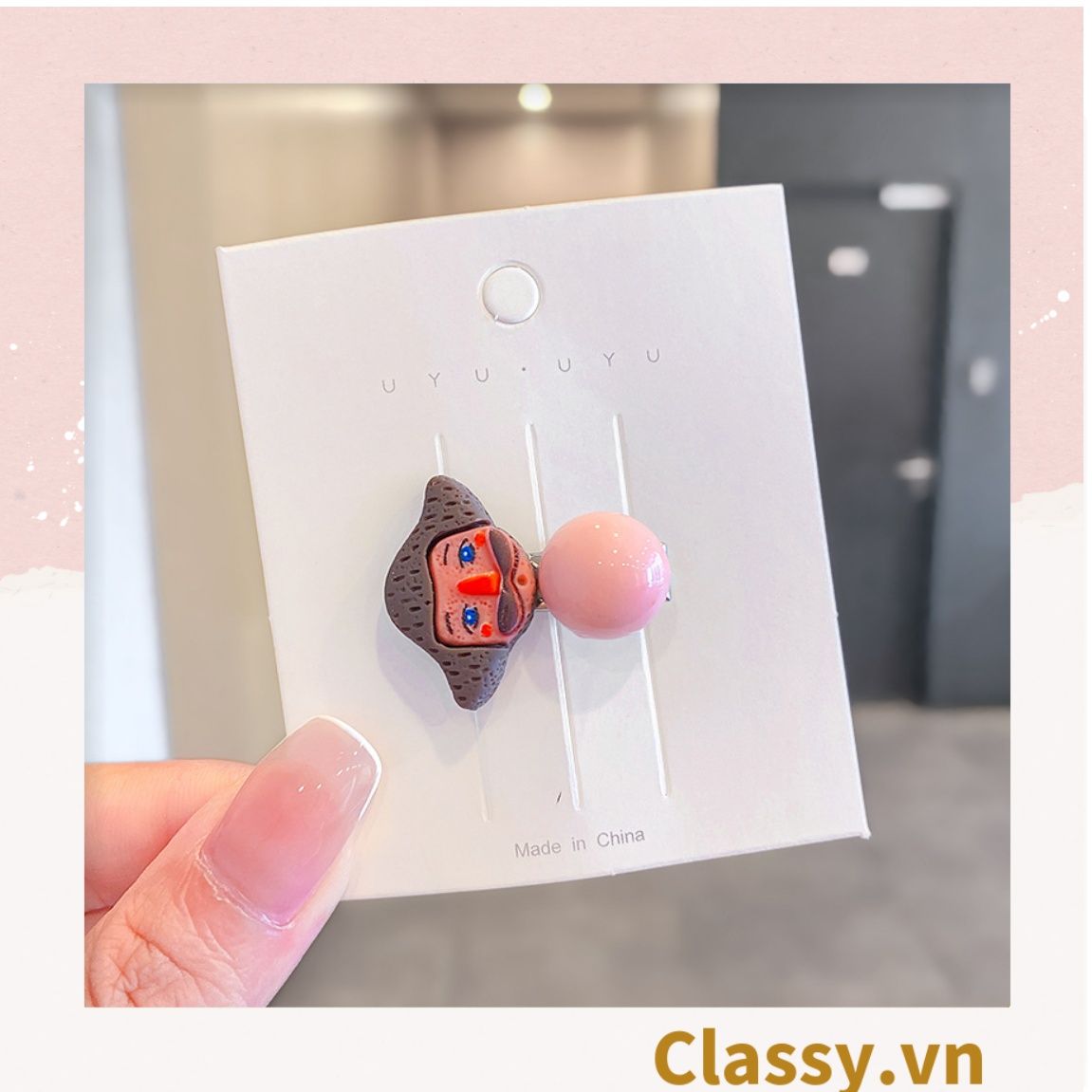 PK912 Kẹp tóc mỏ vịt cột tóc kẹp gắp họa tiết sơn dầu hoạt hình cute nghịch ngợm