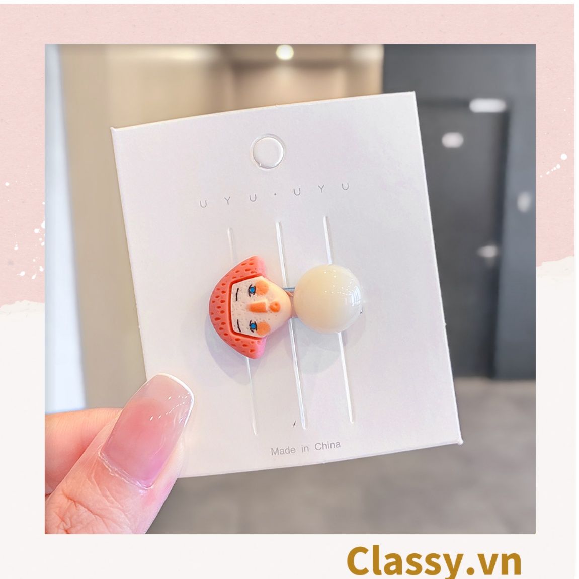 PK912 Kẹp tóc mỏ vịt cột tóc kẹp gắp họa tiết sơn dầu hoạt hình cute nghịch ngợm