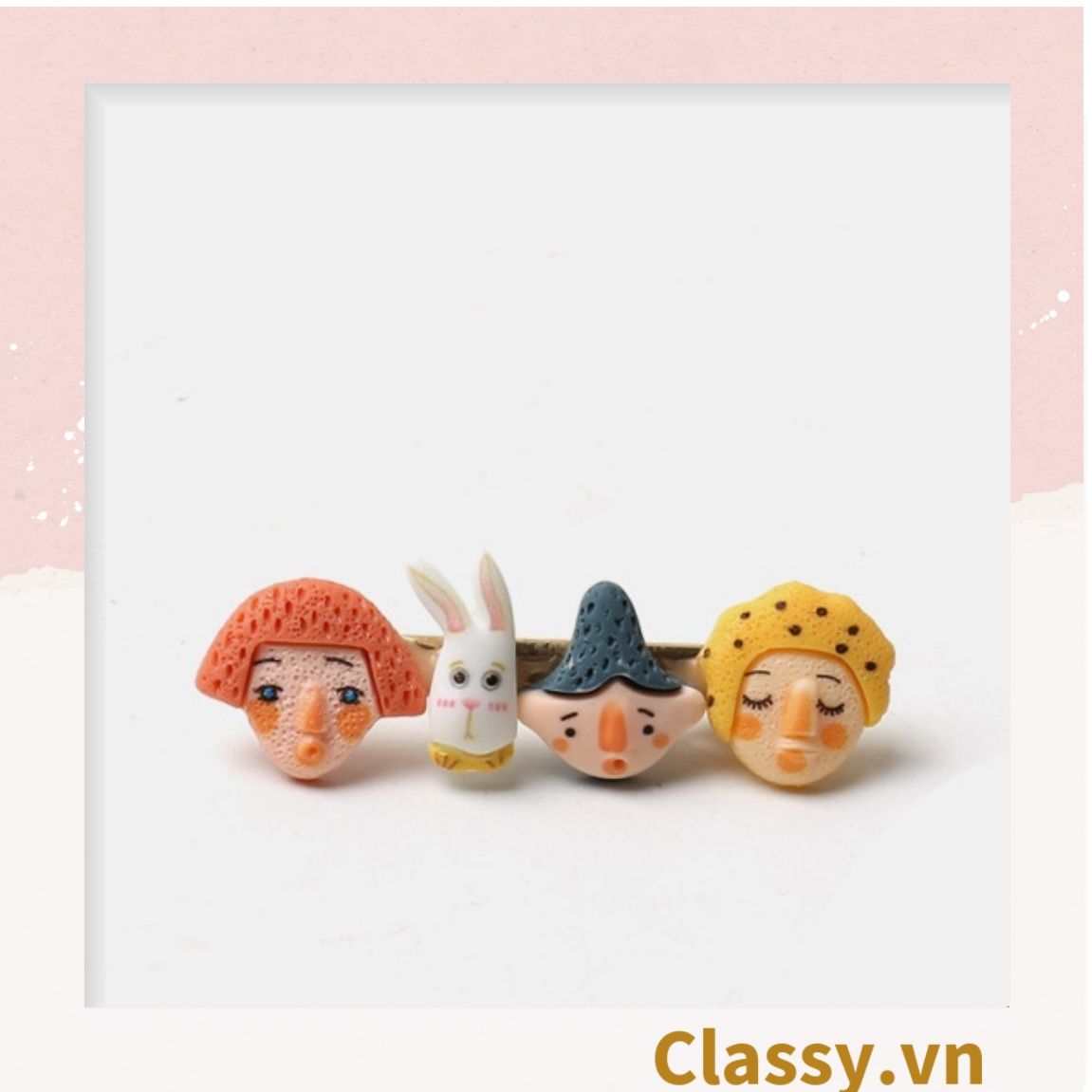 PK912 Kẹp tóc mỏ vịt cột tóc kẹp gắp họa tiết sơn dầu hoạt hình cute nghịch ngợm