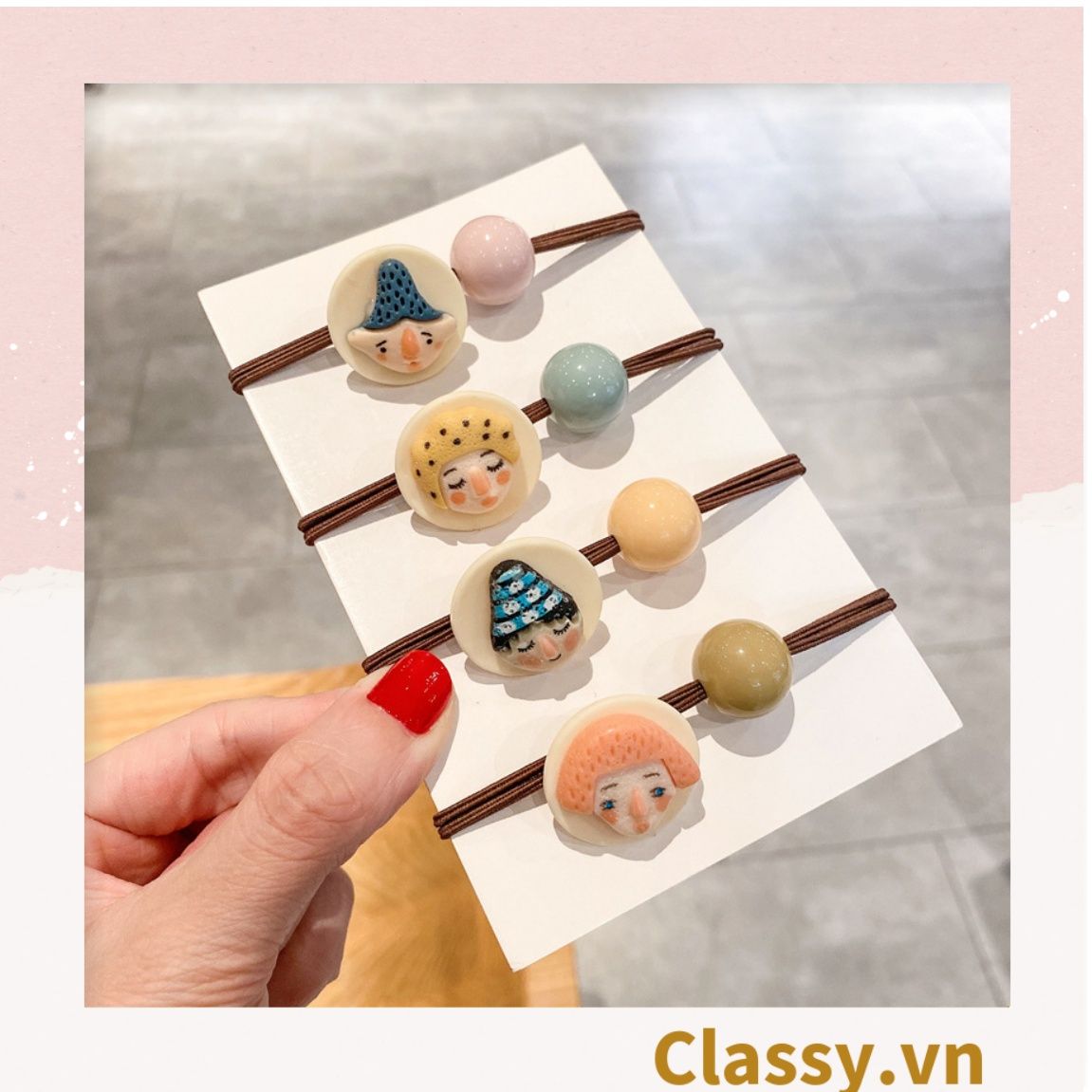 PK912 Kẹp tóc mỏ vịt cột tóc kẹp gắp họa tiết sơn dầu hoạt hình cute nghịch ngợm