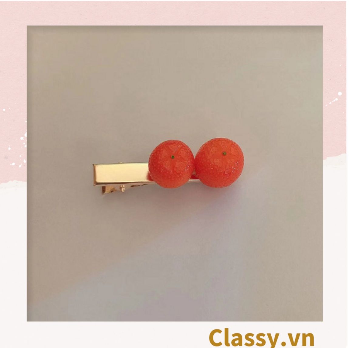 PK913 Kẹp tóc dạng clip mỏ vịt, họa tiết minh họa trái cam quýt tinh nghịch hài hước màu sắc tươi sáng hot tiktok