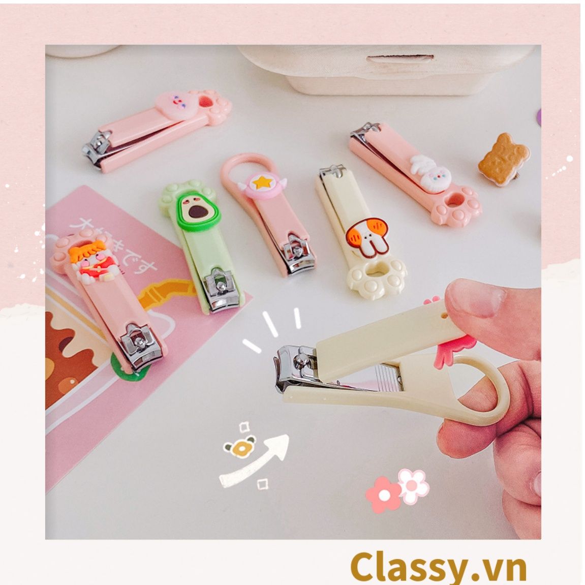 PK917 Cắt móng tay dễ thương cô gái hoạt hình trái tim Cắt móng tay móng chân cầm tay sáng tạo