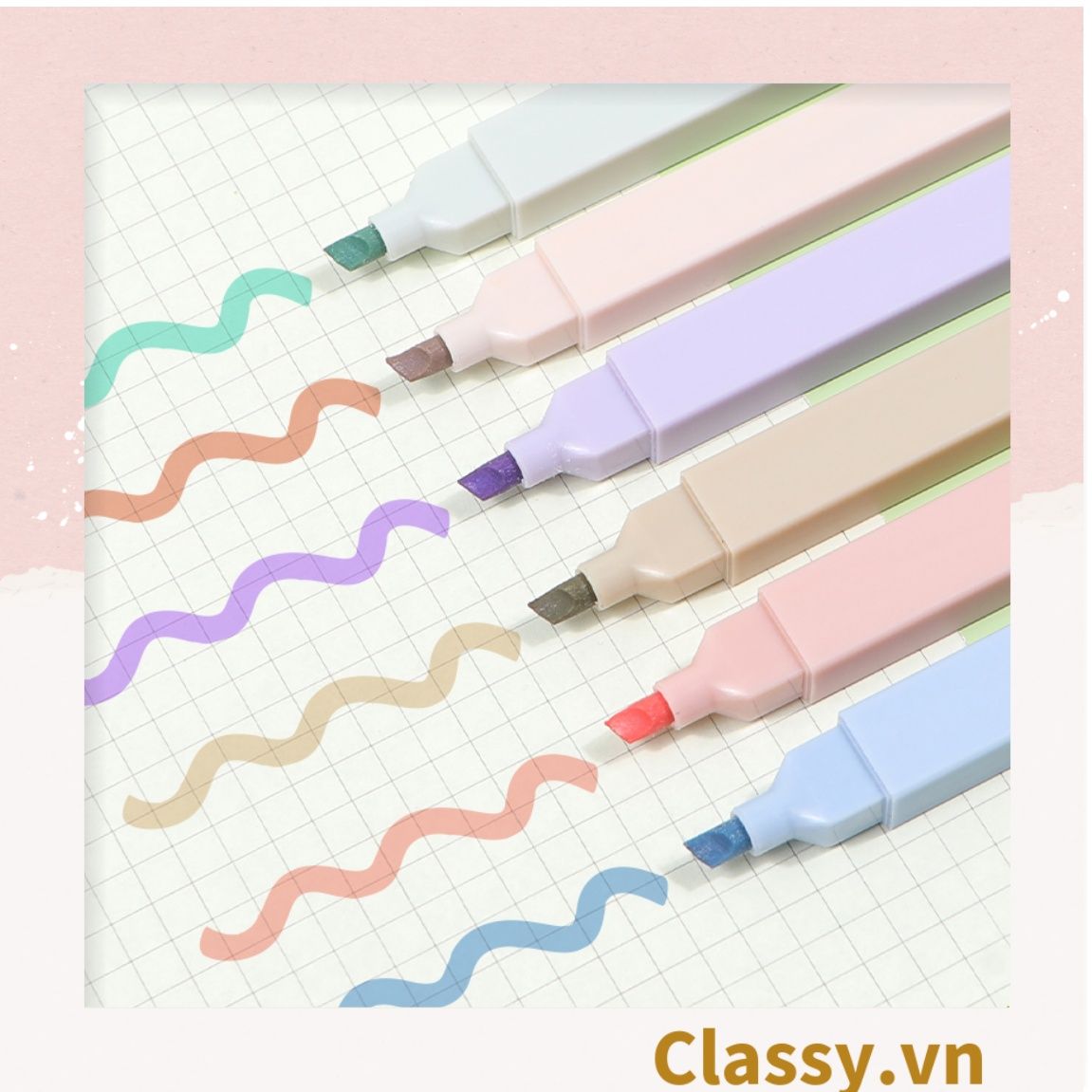 PK919 Bộ 6 màu Bút màu highlighter pastel, hỗ trợ học tập làm việc hiệu quả cho học sinh sinh viên nhân viên văn phòng