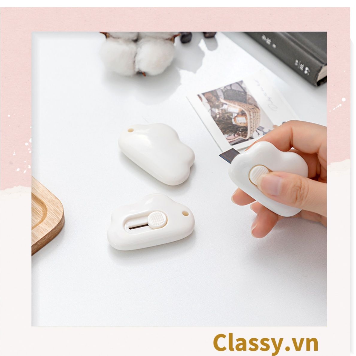 Dao Rọc Giấy Hình đám mây cute dễ thương, dài 6 CM có thể làm móc khóa PK920