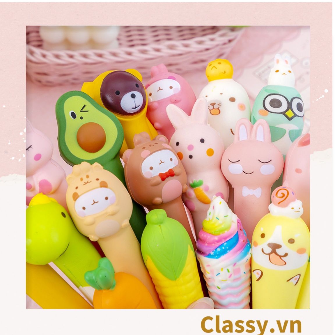  Bút Véo Bút viết squishy siêu dễ thương phục hồi sáng tạo  ngòi 0.5mm nhiều màu tùy chọn cho học sinh/sinh viên; dùng viết lên sổ lưu bút, quà tặng, thiệp PK924 