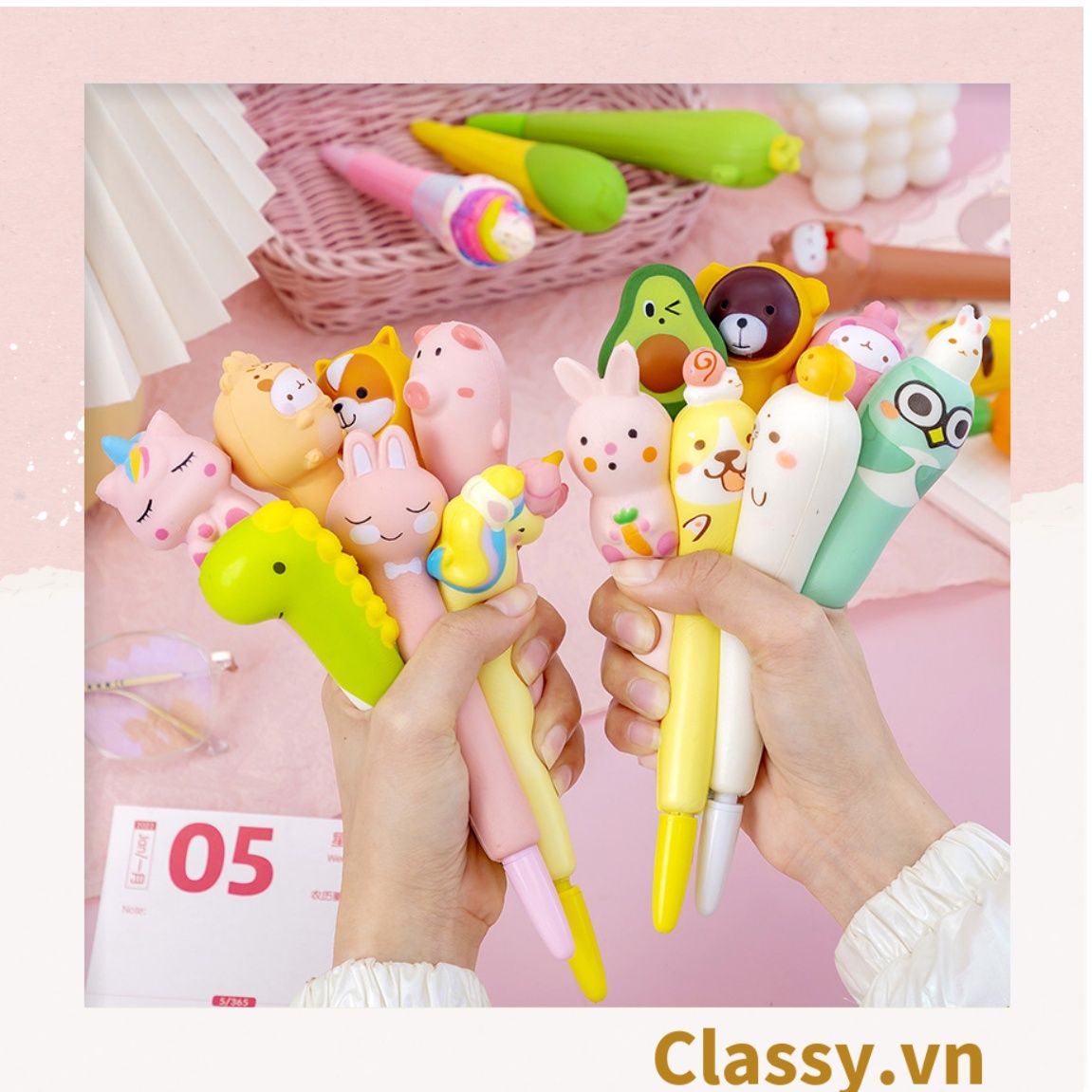 Bút Véo Bút viết squishy siêu dễ thương phục hồi sáng tạo ngòi 0.5mm nhiều màu tùy chọn cho học sinh/sinh viên; dùng viết lên sổ lưu bút, quà tặng, thiệp PK924