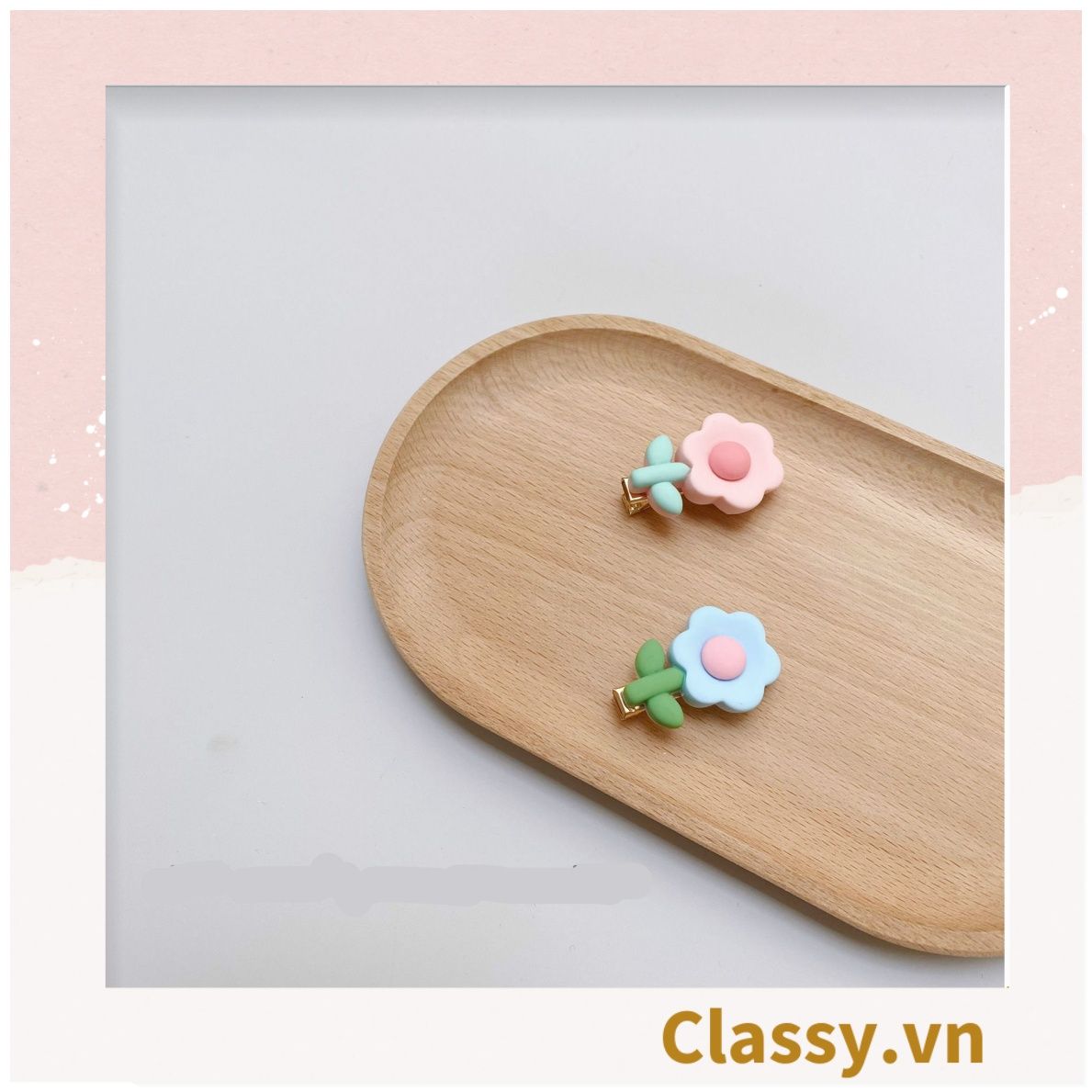 Kẹp tóc dạng clip mỏ vịt họa tiết hình bông hoa dùng làm kẹp tóc, kẹp sách PK933