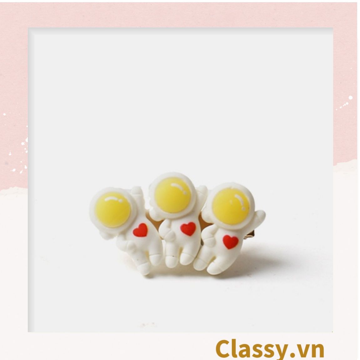 PK933 Kẹp tóc dạng clip mỏ vịt, họa tiết hình Phi hành gia Astronaut, tinh nghịch hài hước hot tiktok