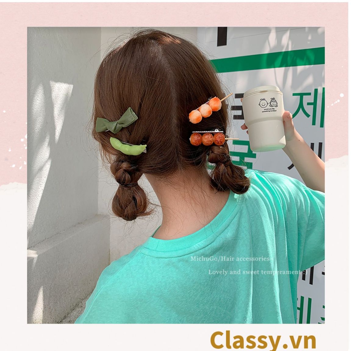 Kẹp tóc dạng clip mỏ vịt, họa tiết minh họa các loại đồ ăn, tinh nghịch hài hước hot tiktok PK935