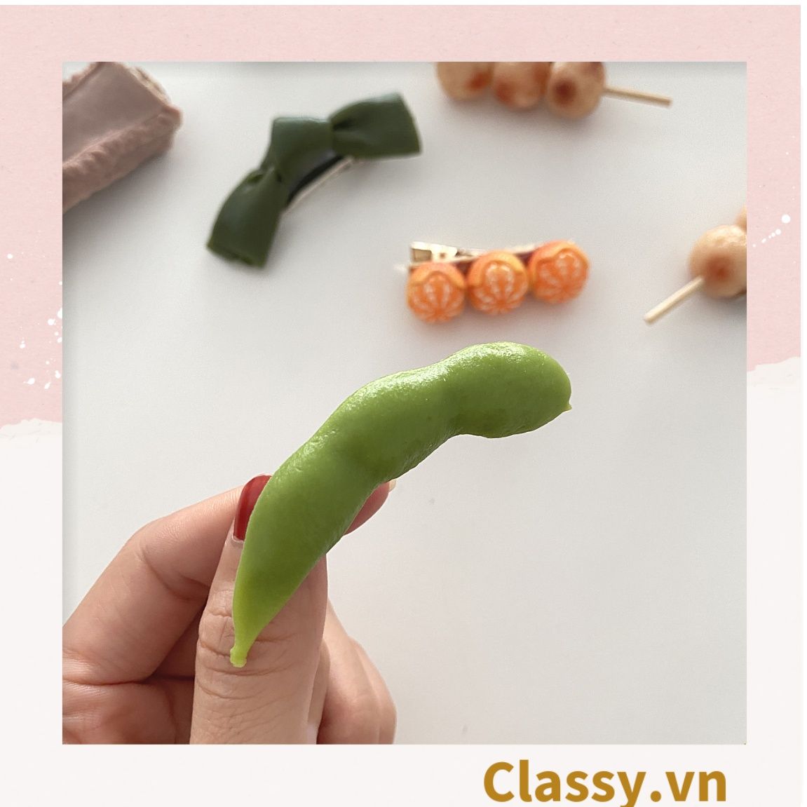 Kẹp tóc dạng clip mỏ vịt, họa tiết minh họa các loại đồ ăn, tinh nghịch hài hước hot tiktok PK935