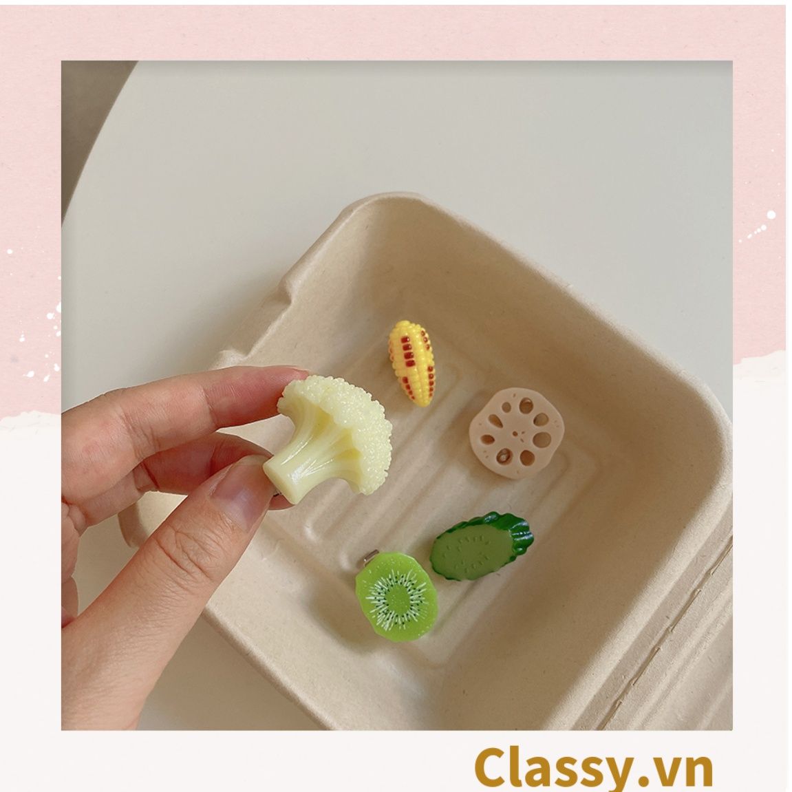 Kẹp tóc dạng clip mỏ vịt, họa tiết minh họa các loại đồ ăn, tinh nghịch hài hước hot tiktok PK935