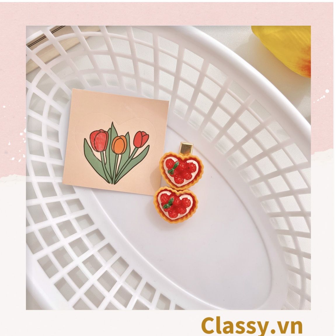 Kẹp tóc dạng clip mỏ vịt, họa tiết minh họa các loại đồ ăn, tinh nghịch hài hước hot tiktok PK935