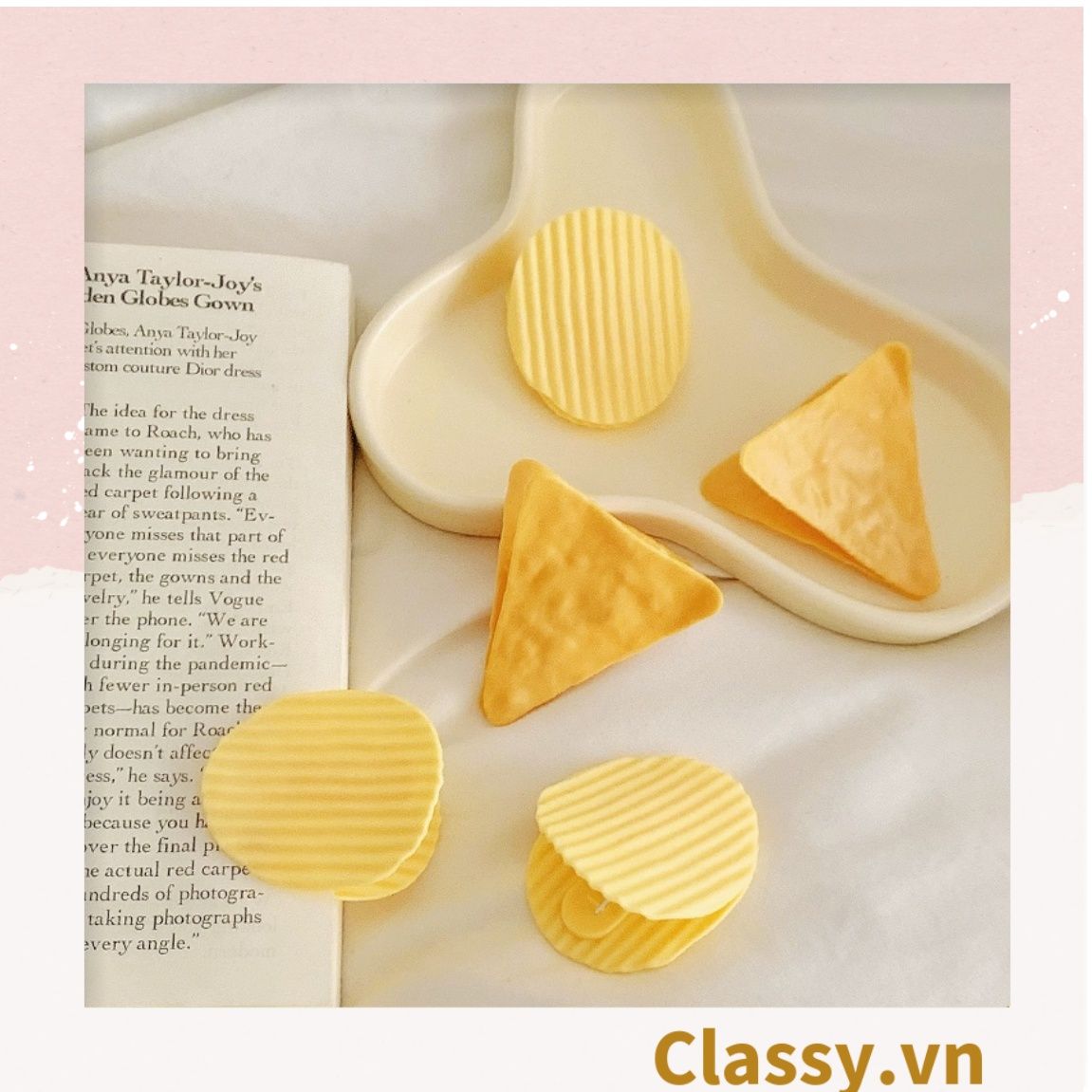  PK936 Kẹp giữ mép túi đồ ăn, túi ăn dở họa tiết minh họa BimBIm snack khoai tây LAYS, tinh nghịch hài hước hot tiktok 