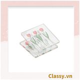  Kẹp giấy nhựa Acrylic trong suốt hoa tulips sử dụng kẹp dấu trang, kẹp giấy ,văn phòng phẩm sáng tạo tiện lợi PK937 