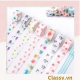  PK939 01 cuộn Băng dính washi tape họa tiết dễ thương hoạ tiết hấm bi nhiều màu,  trang trí sổ tay, văn phòng 