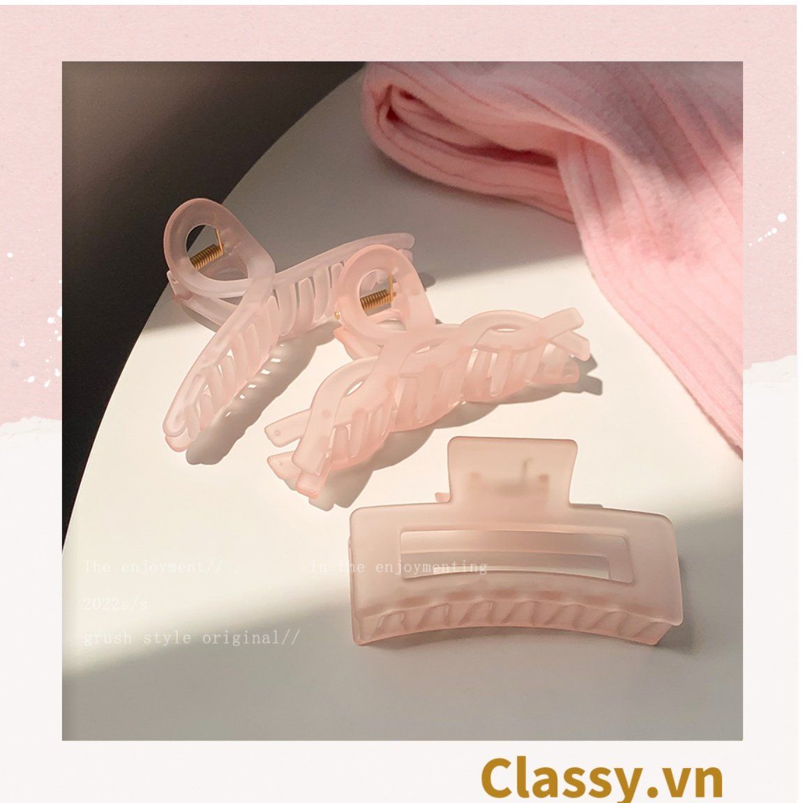 PK947 Kẹp càng cua kiểu mới; Tông màu hồng Họa tiết thạch jelly tông xanh thiên thanh thanh lịch nhiều kích thước