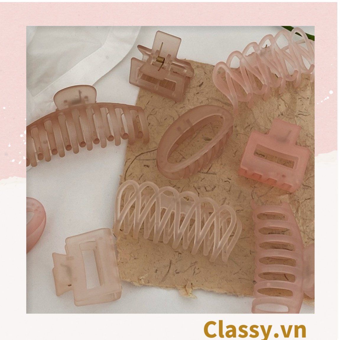 PK947 Kẹp càng cua kiểu mới; Tông màu hồng Họa tiết thạch jelly tông xanh thiên thanh thanh lịch nhiều kích thước