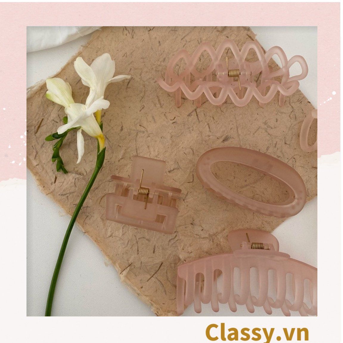 PK947 Kẹp càng cua kiểu mới; Tông màu hồng Họa tiết thạch jelly tông xanh thiên thanh thanh lịch nhiều kích thước
