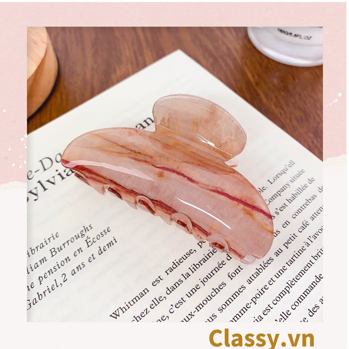 PK947 Kẹp càng cua kiểu mới; Tông màu hồng Họa tiết thạch jelly tông xanh thiên thanh thanh lịch nhiều kích thước
