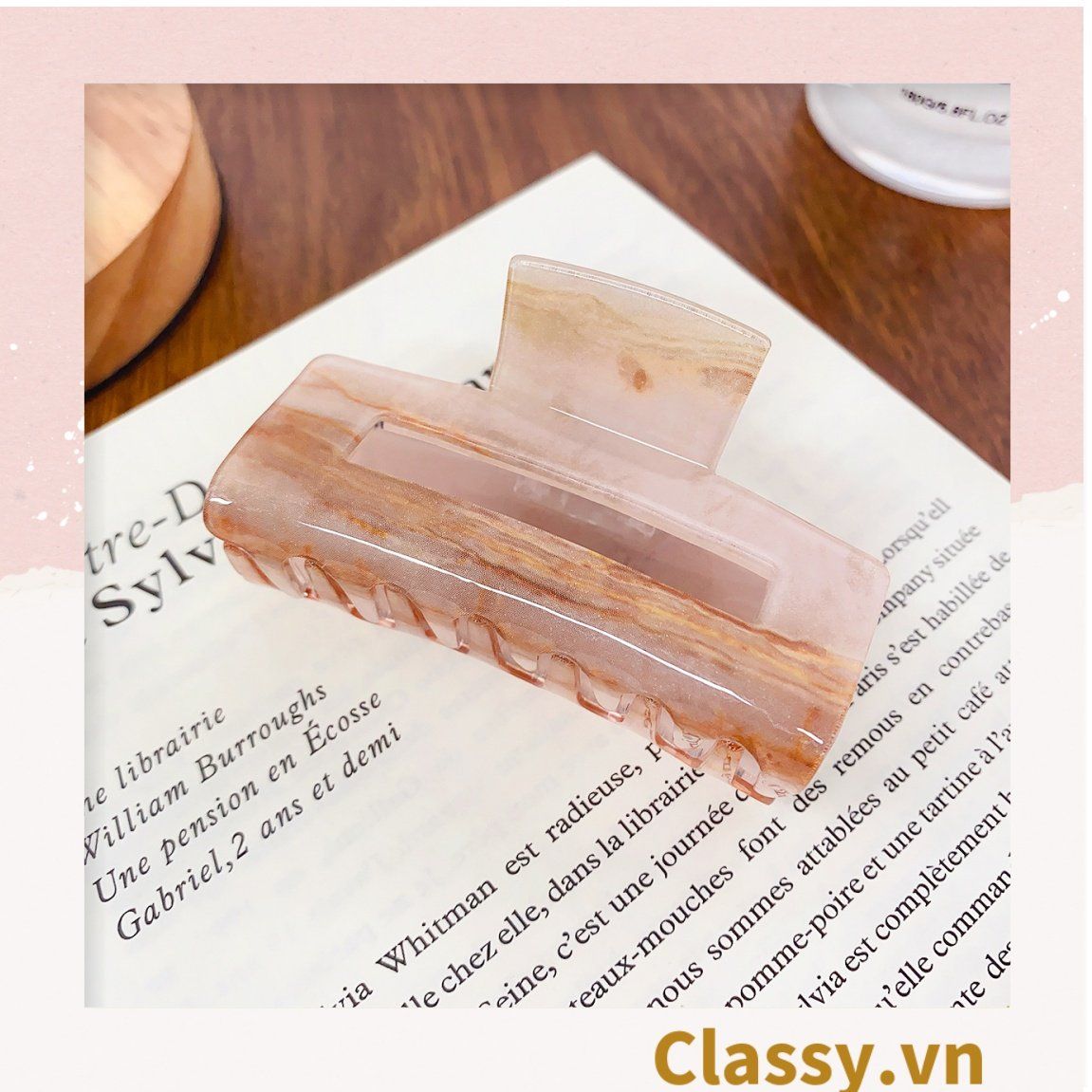 PK947 Kẹp càng cua kiểu mới; Tông màu hồng Họa tiết thạch jelly tông xanh thiên thanh thanh lịch nhiều kích thước