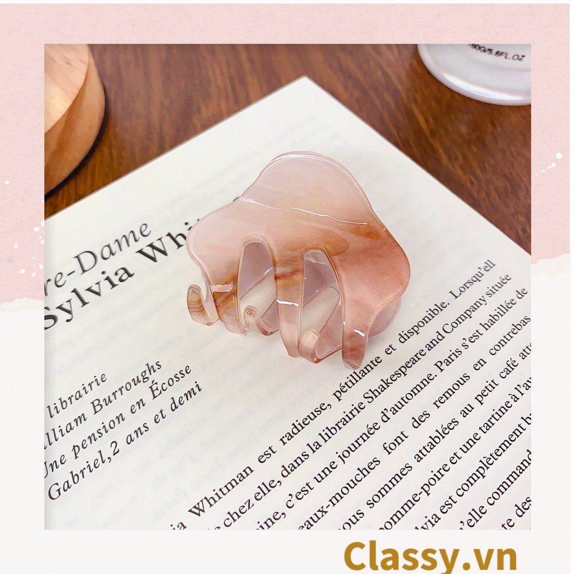PK947 Kẹp càng cua kiểu mới; Tông màu hồng Họa tiết thạch jelly tông xanh thiên thanh thanh lịch nhiều kích thước