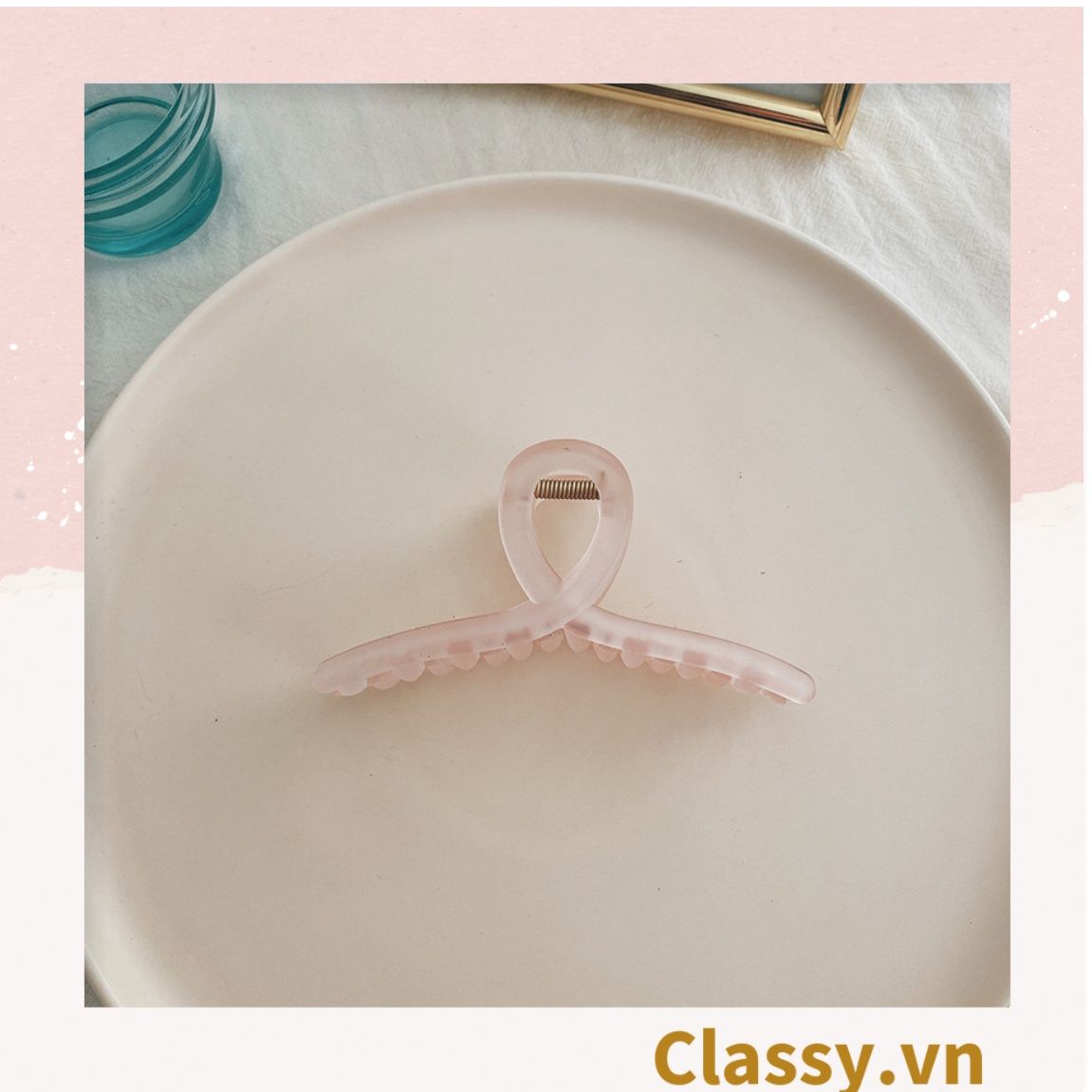 PK947 Kẹp càng cua kiểu mới; Tông màu hồng Họa tiết thạch jelly tông xanh thiên thanh thanh lịch nhiều kích thước