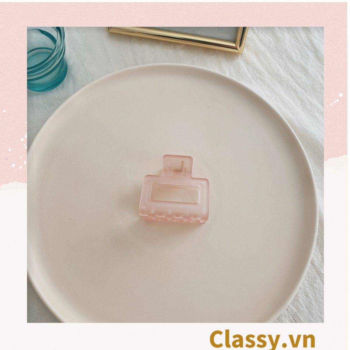 PK947 Kẹp càng cua kiểu mới; Tông màu hồng Họa tiết thạch jelly tông xanh thiên thanh thanh lịch nhiều kích thước